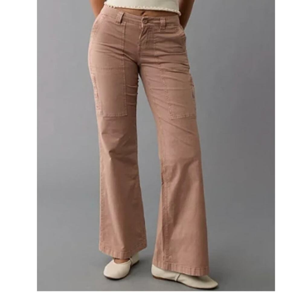 AE Curvy Low-Rise Baggy Flare Utility Pants Dusty Mauve Size 000